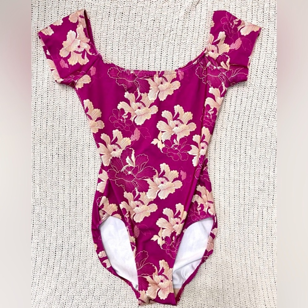 Eleve Dancewear Floral Bodysuit in Pink and Cream